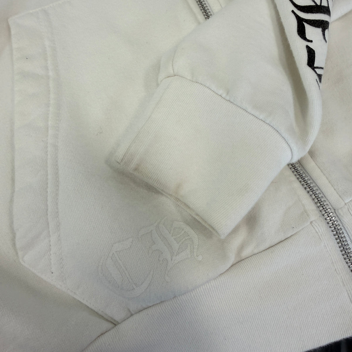 Chrome Hearts Scroll Logo White Zip Up Hoodie