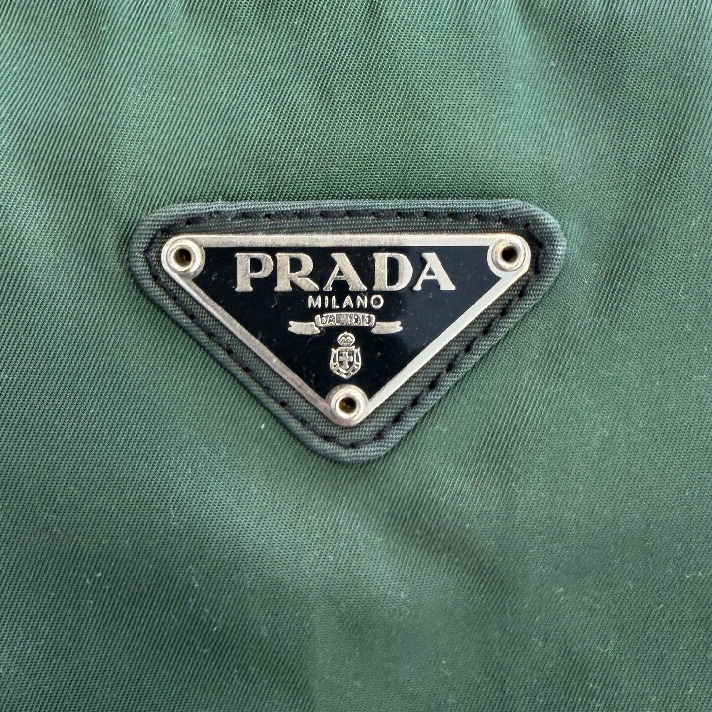 Prada Nylon Vintage Tote Bag Green/Silver