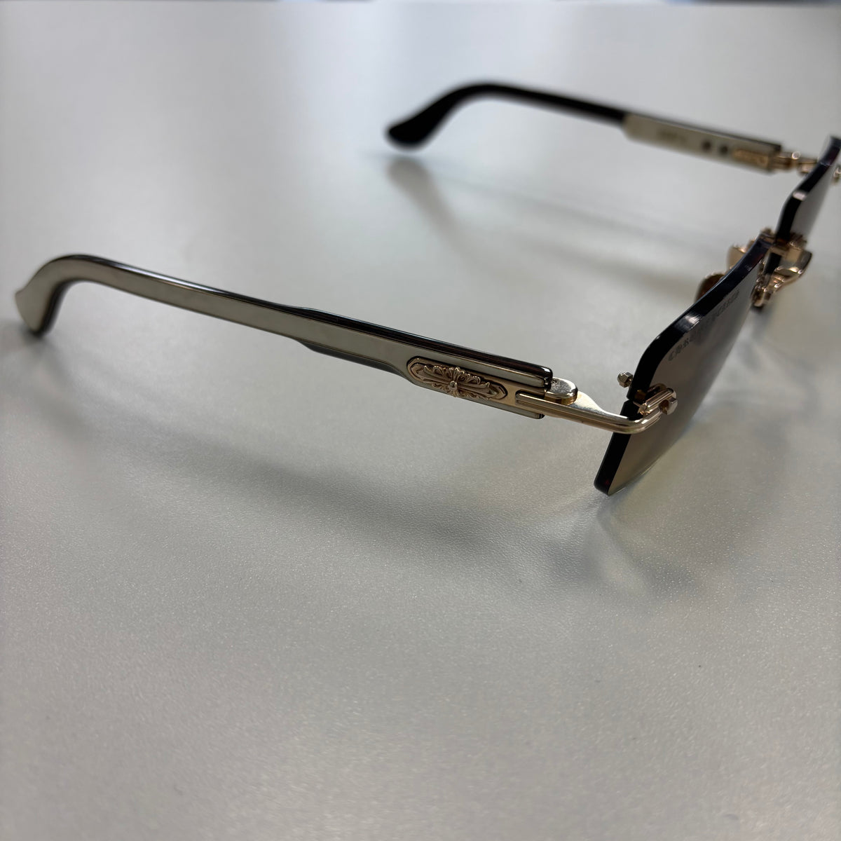 Chrome Hearts Deep II Sunglasses in White/Gold