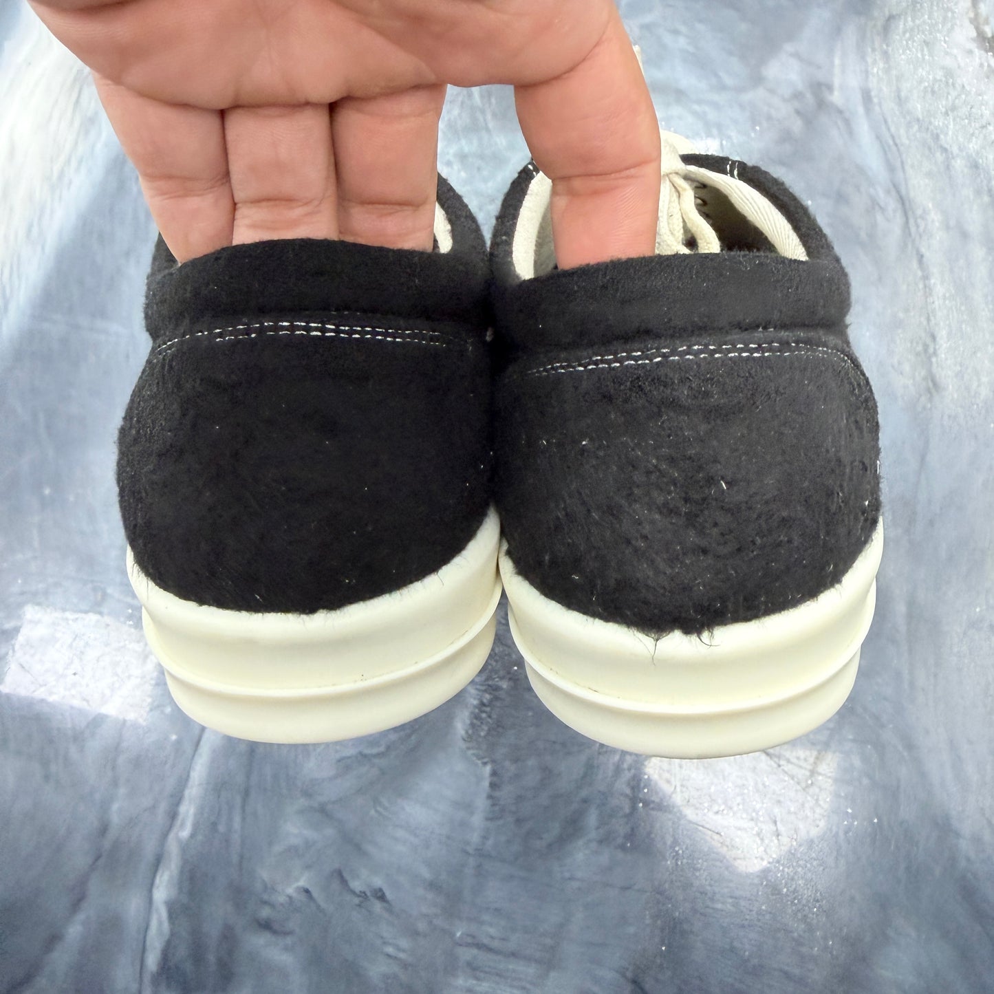 Rick Owens DRKSHDW Black Milk Brushed Cotton Vintage Low Sneakers (USED)