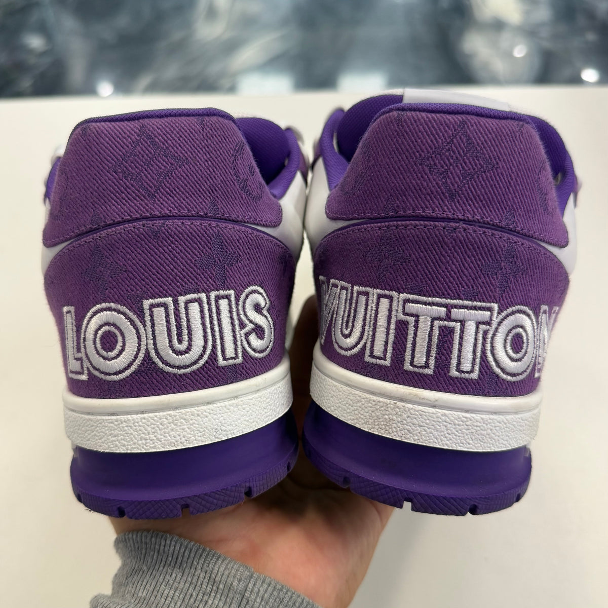Louis Vuitton LV Trainer Monogram Strap White Purple (USED NO BOX)
