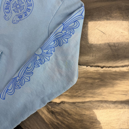 Chrome Hearts Blue Miami Horseshoe Floral Sleeve Hoodie