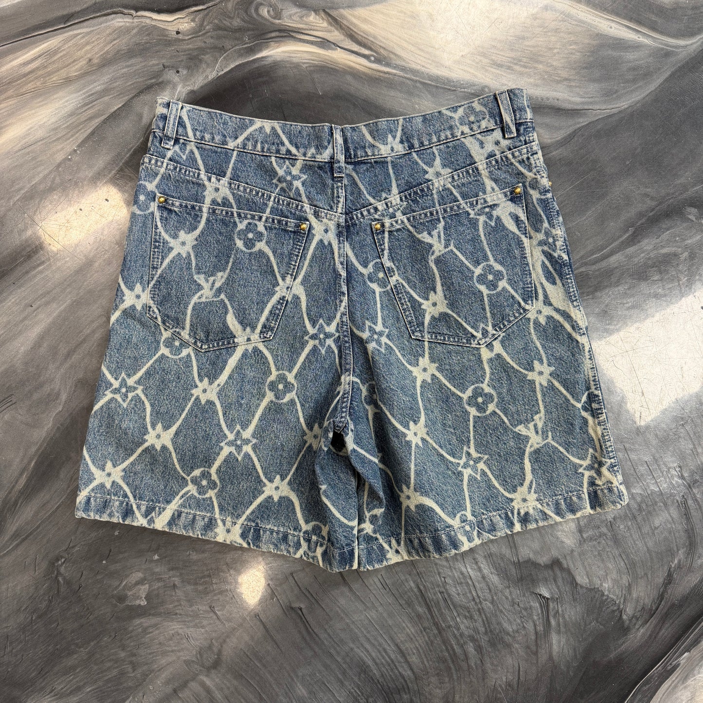 Louis Vuitton Monogram Printed Denim Shorts