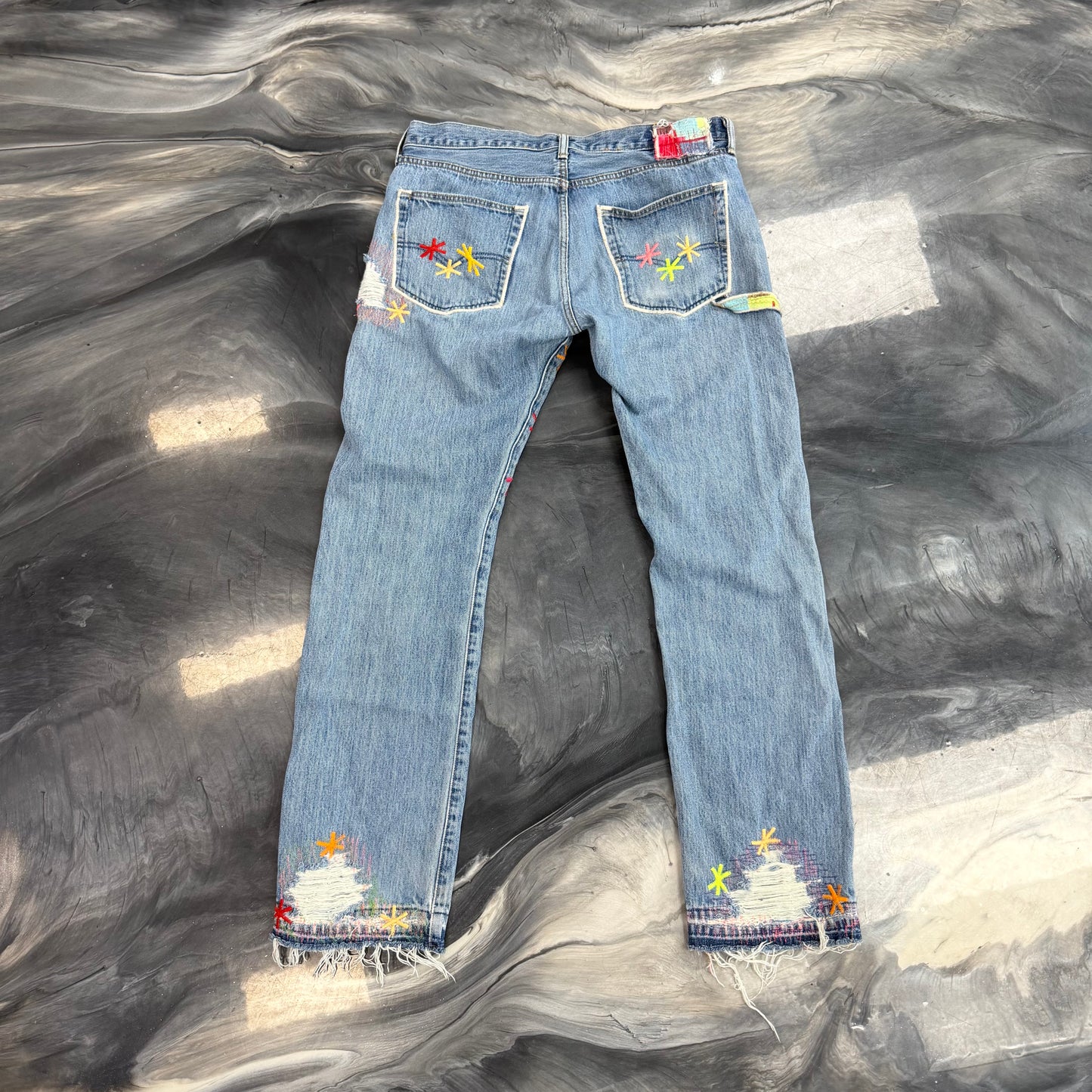 Pale U.S.A. Thigh Painter Denim Jeans