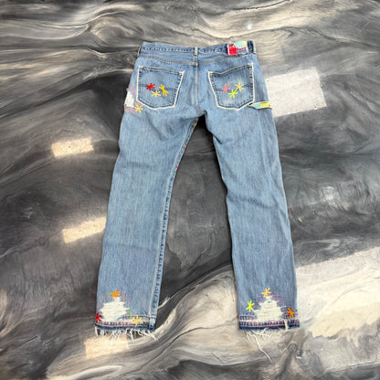 Pale U.S.A. Thigh Painter Denim Jeans