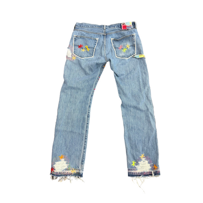 Pale U.S.A. Thigh Painter Denim Jeans
