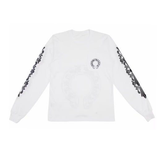 Chrome Hearts Floral Horseshoe Longsleeve Shirt White