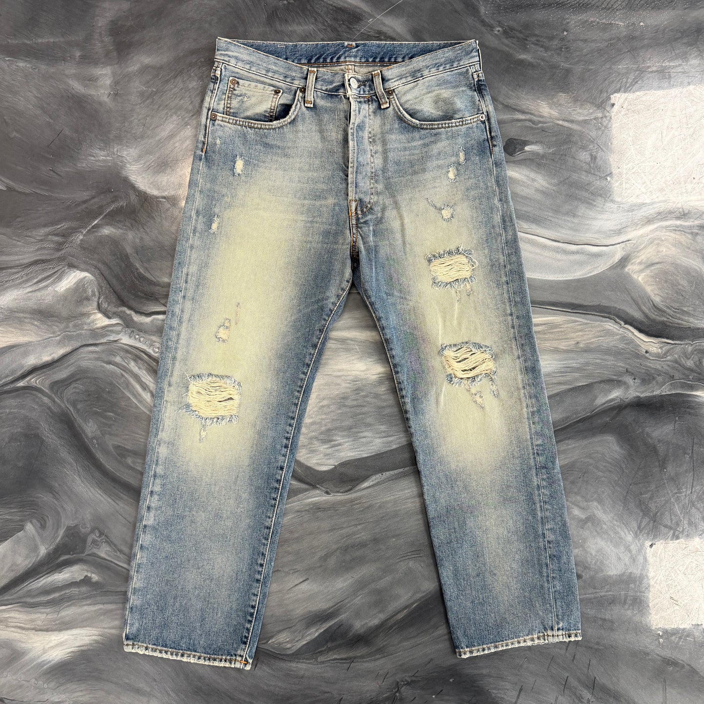 Acne Studios 2003 Detroit Distressed Cropped Denim Jeans  ￼