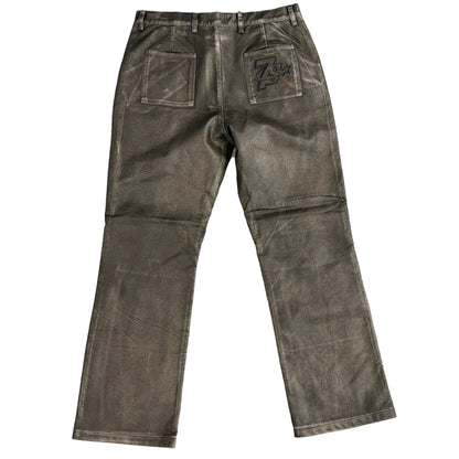 Triple Seven Black Leather Logo Pants