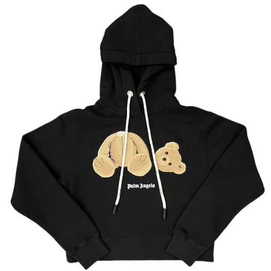 Palm Angles Black Teddy Bear Cropped Hoodie