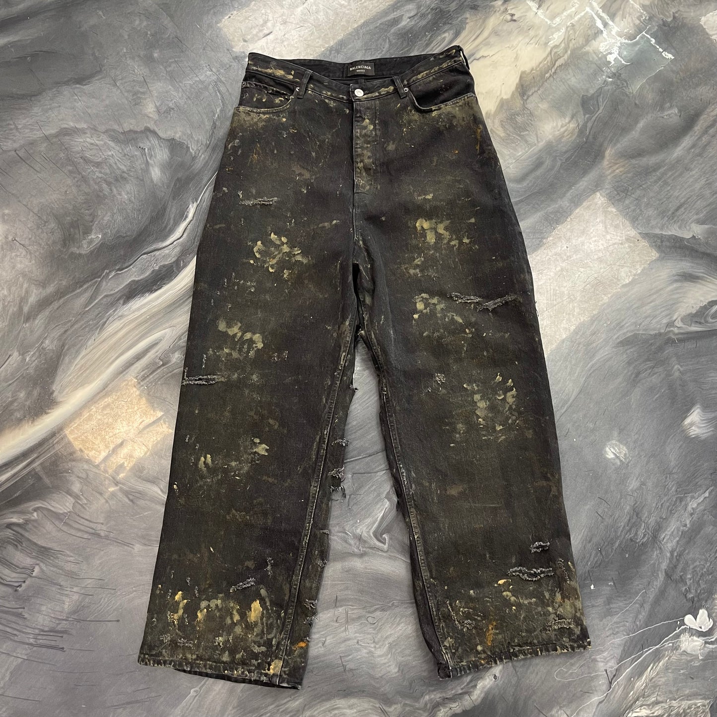 Balenciaga Mud Show Destroyed Denim Jeans