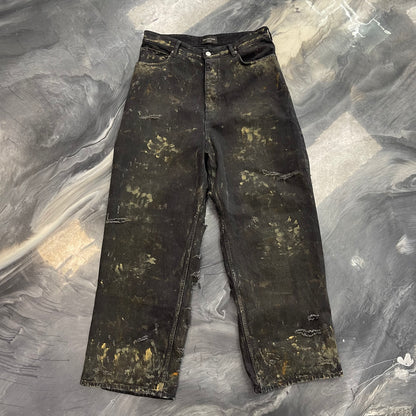 Balenciaga Mud Show Destroyed Denim Jeans