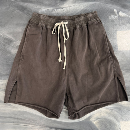 Rick Owens Porterville Long Cotton Boxer Shorts Dark Dust