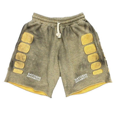Satoshi Nakamoto 'Destroyed Patchwork' Moto Shorts