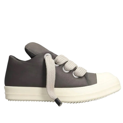 Rick Owens Sneakpeak Jumbo Lace Padded In Pelle Grigia