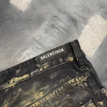 Balenciaga Mud Show Destroyed Denim Jeans