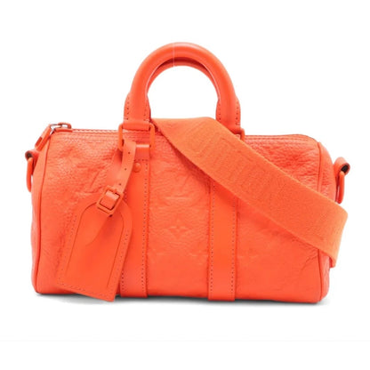 Louis Vuitton Orange Keepall Bandouliere Bag Monogram Taurillon Leather 25
