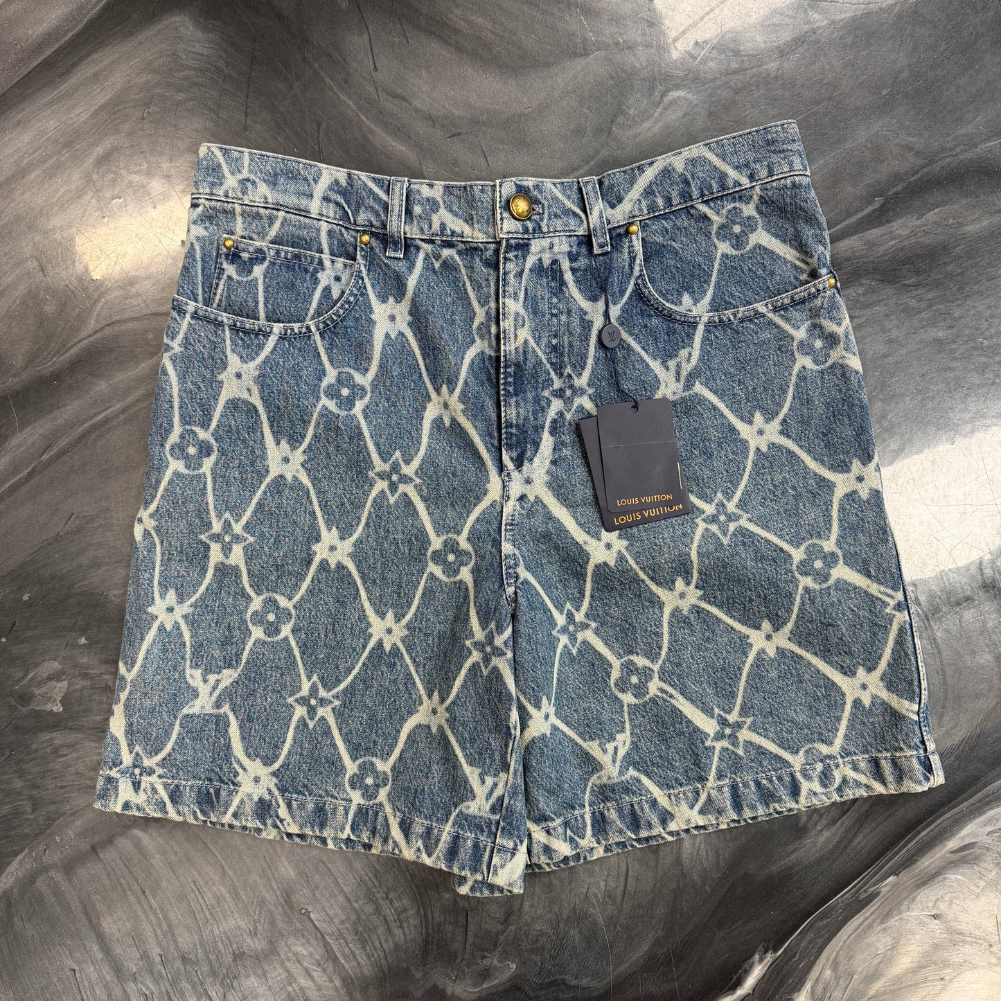 Louis Vuitton Monogram Printed Denim Shorts