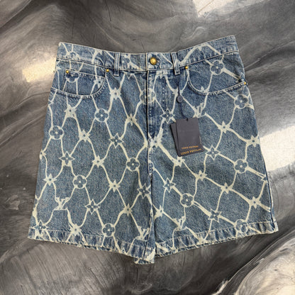 Louis Vuitton Monogram Printed Denim Shorts