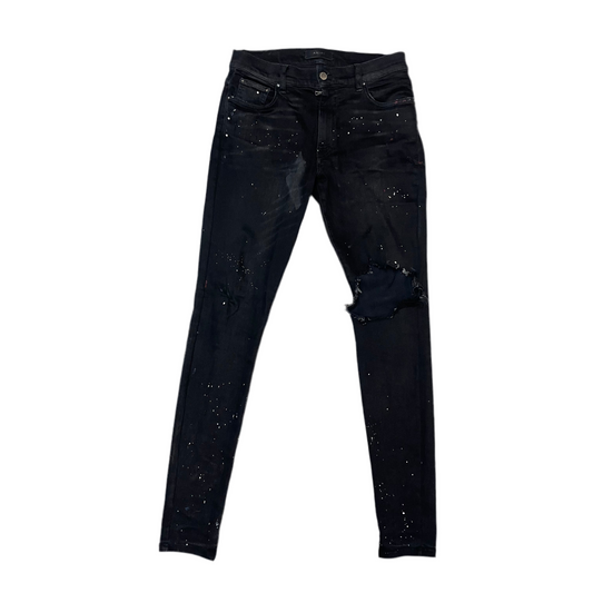 AMIRI MX1 Paint Splatter Black Denim