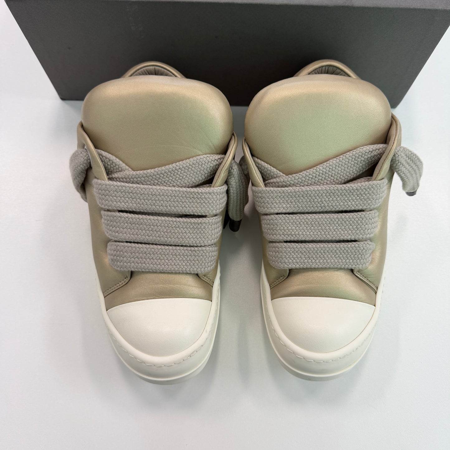 Rick Owens Padded Jumbo Lace Leather Ramone Low Gold Milk (Used)