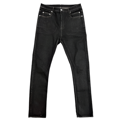 Rick Owens Black Waxed Denim