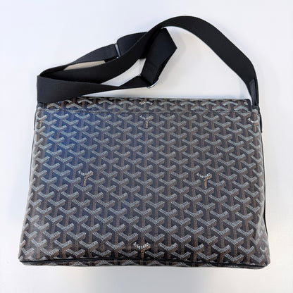 Goyard Capetien MM Black Multicolor Coated Canvas Leather Shoulder Bag