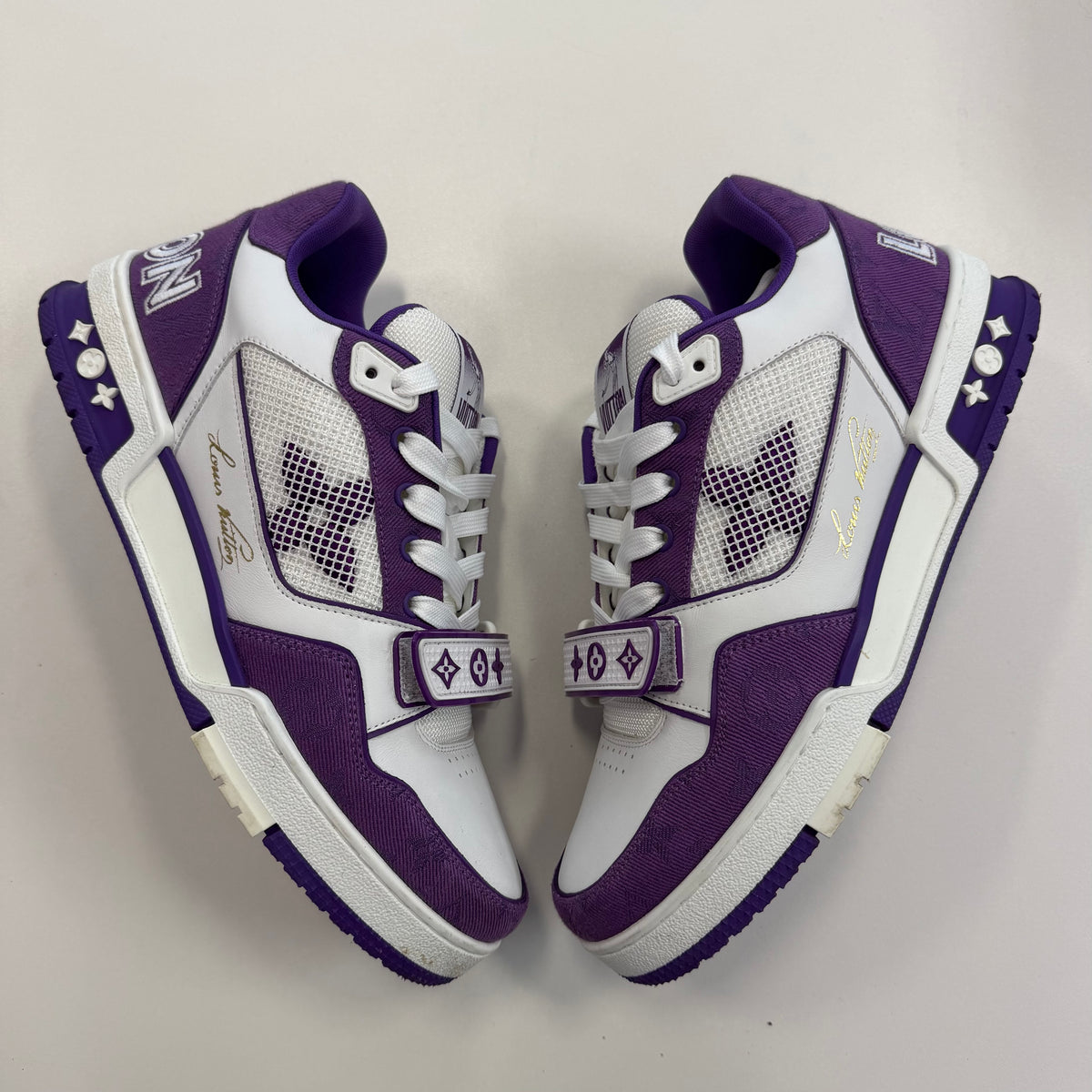 Louis Vuitton LV Trainer Monogram Strap White Purple (USED NO BOX)