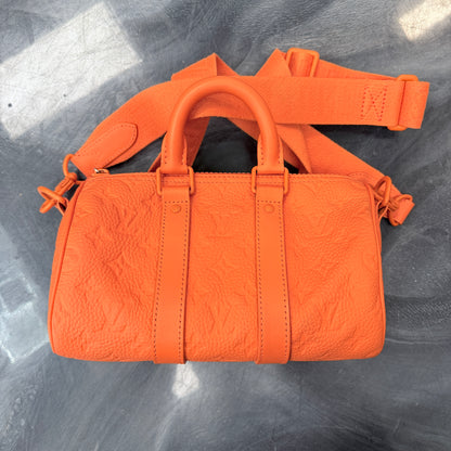 Louis Vuitton Orange Keepall Bandouliere Bag Monogram Taurillon Leather 25