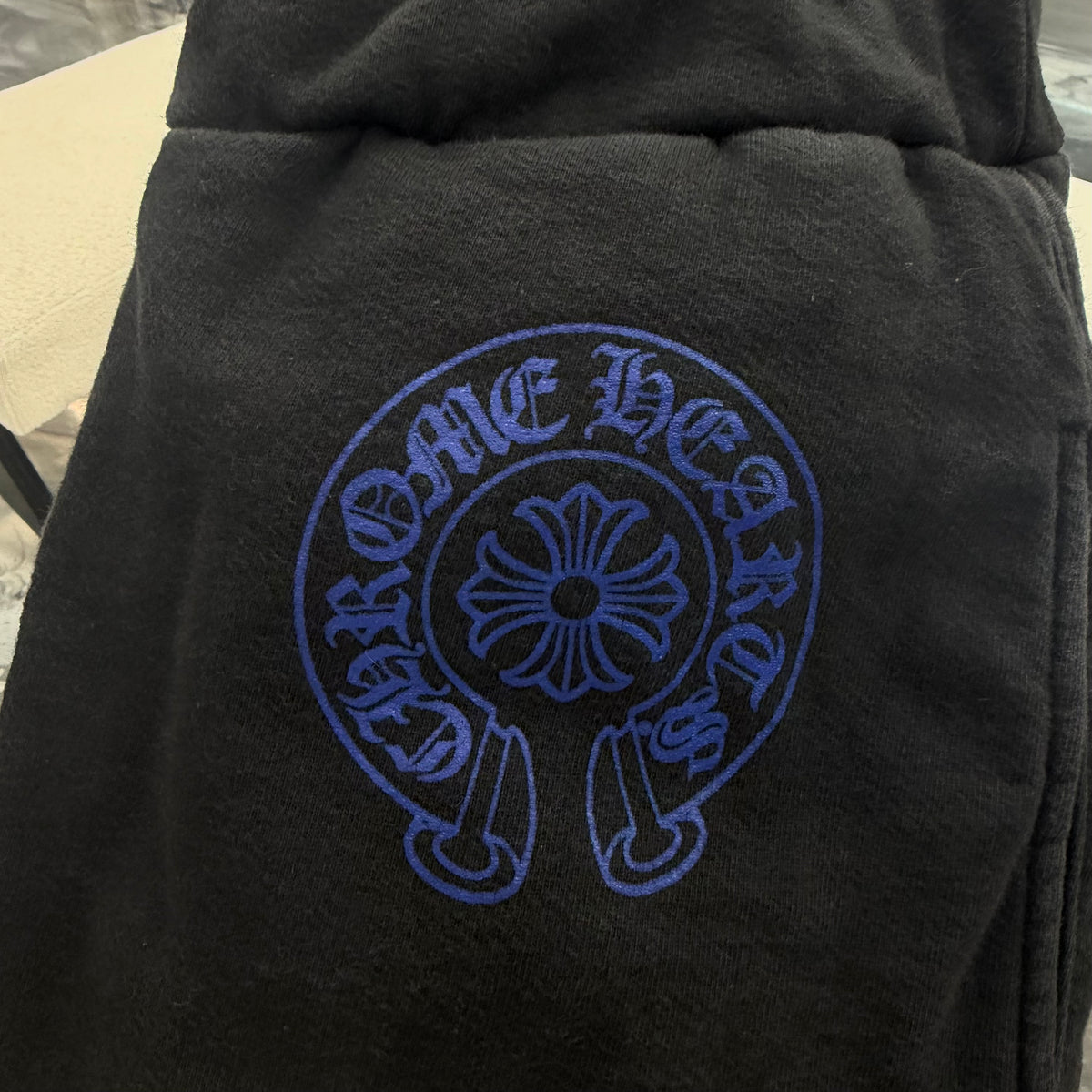 Chrome Hearts Online Exclusive Black & Blue Horseshoe Logo Sweatpants