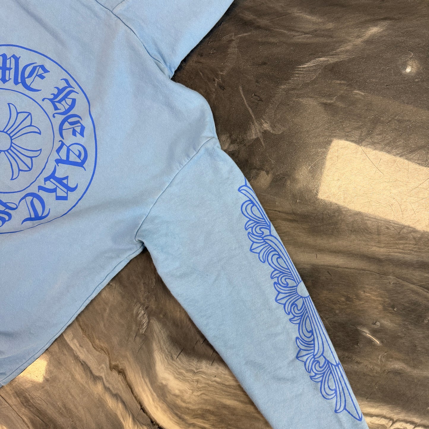 Chrome Hearts Blue Miami Horseshoe Floral Sleeve Hoodie