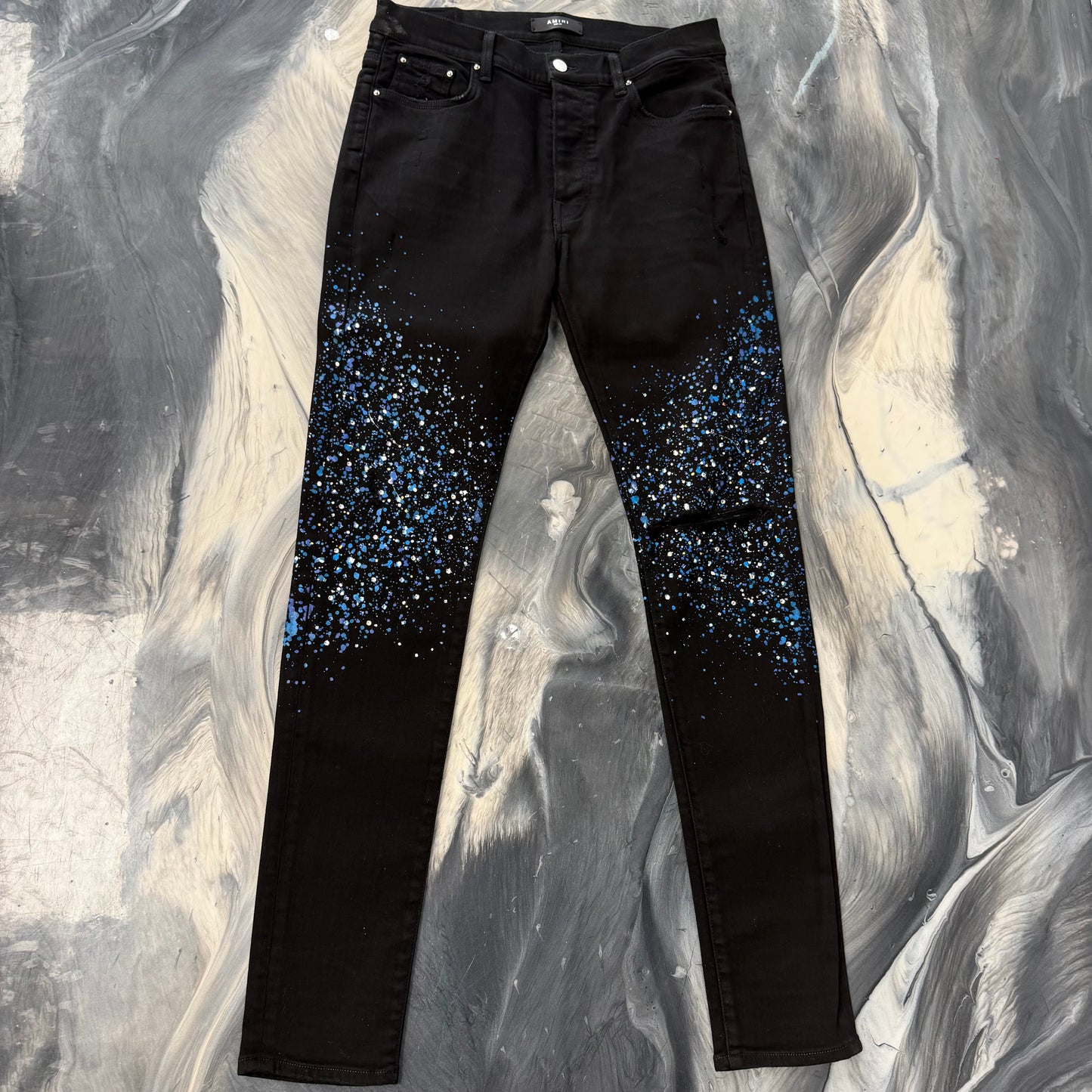Amiri Black Paint Splatter Crystal Jeans