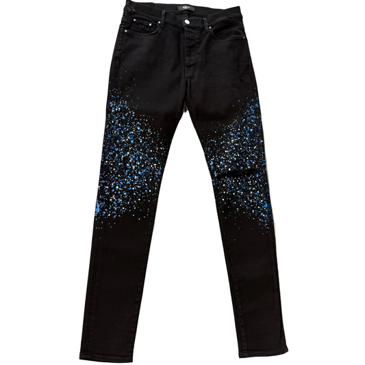 Amiri Black Paint Splatter Crystal Jeans