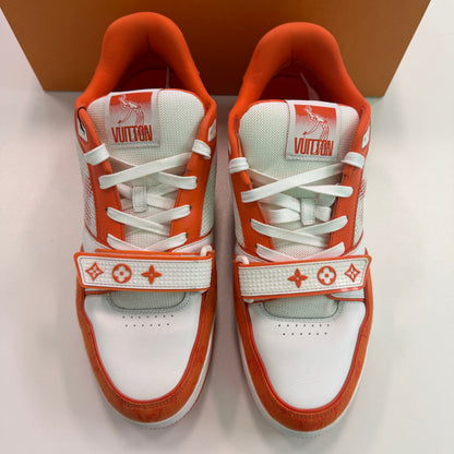 Louis Vuitton Trainer Low 'Velcro Strap - Orange Monogram Denim' (Used)