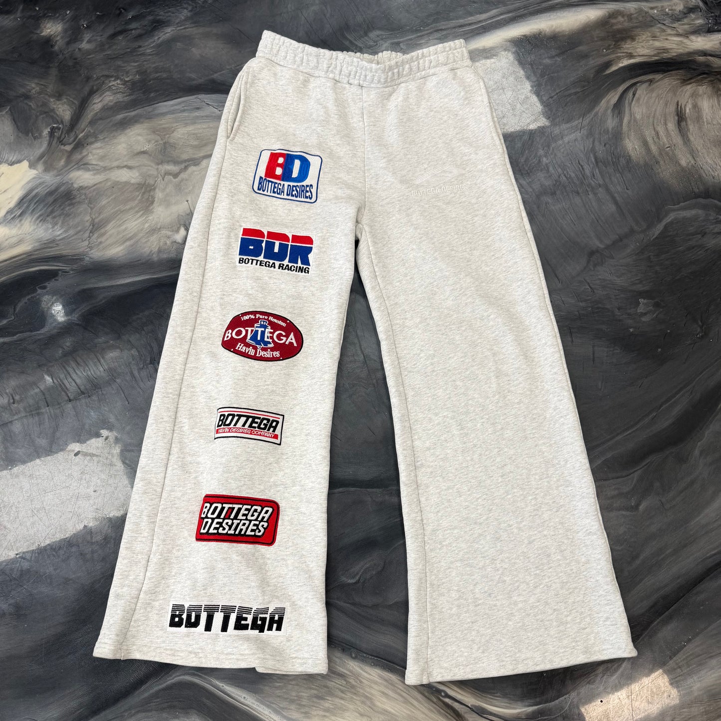 Bottega Desires BDR Patches Grey Sweatpants