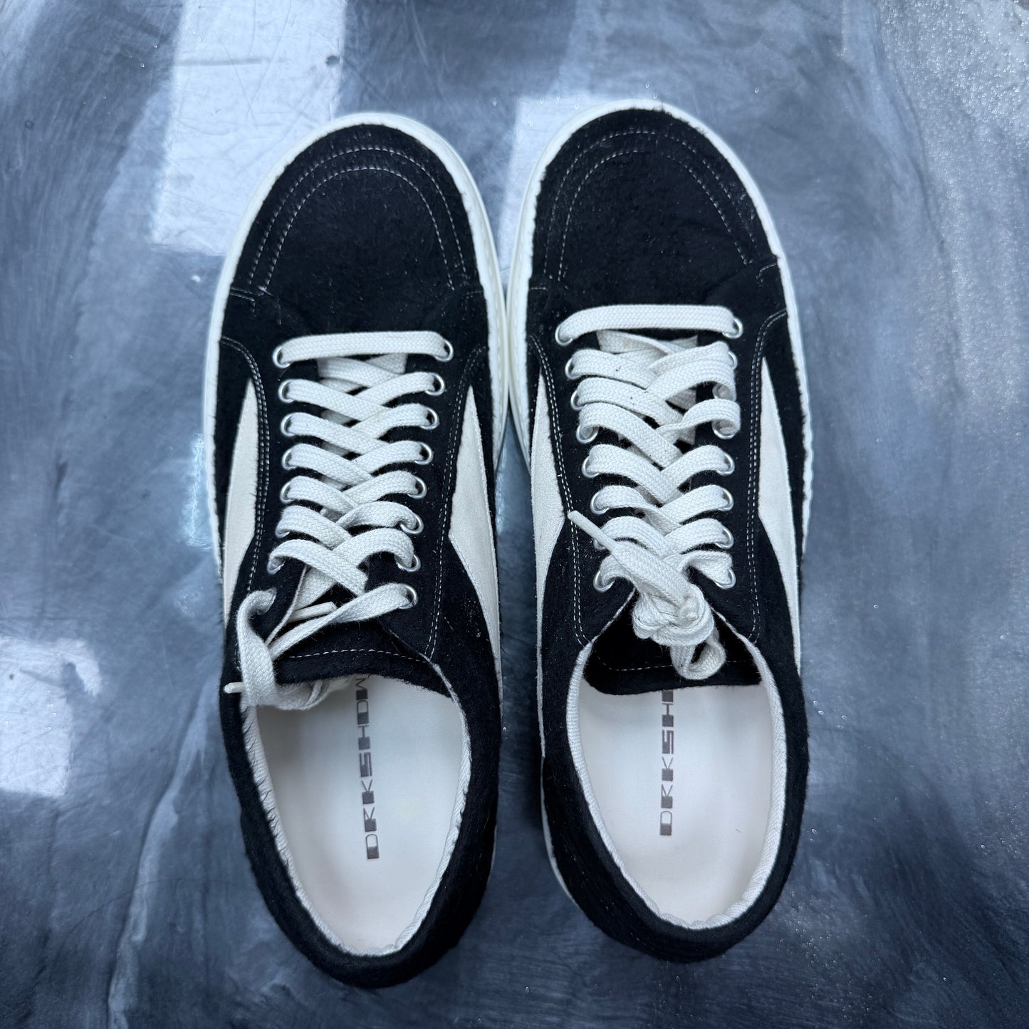 Rick Owens DRKSHDW Black Milk Brushed Cotton Vintage Low Sneakers (USED)