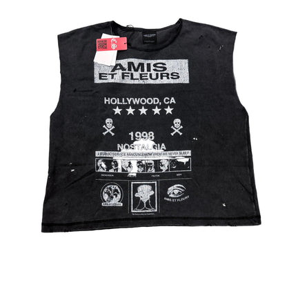 AMIS ET FLEURS "Skulls of Hollywood" Cutoff T-shirt