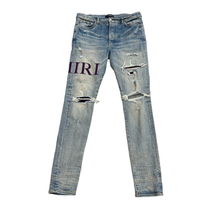 Amiri Men's MX1 Purple Spellout Denim