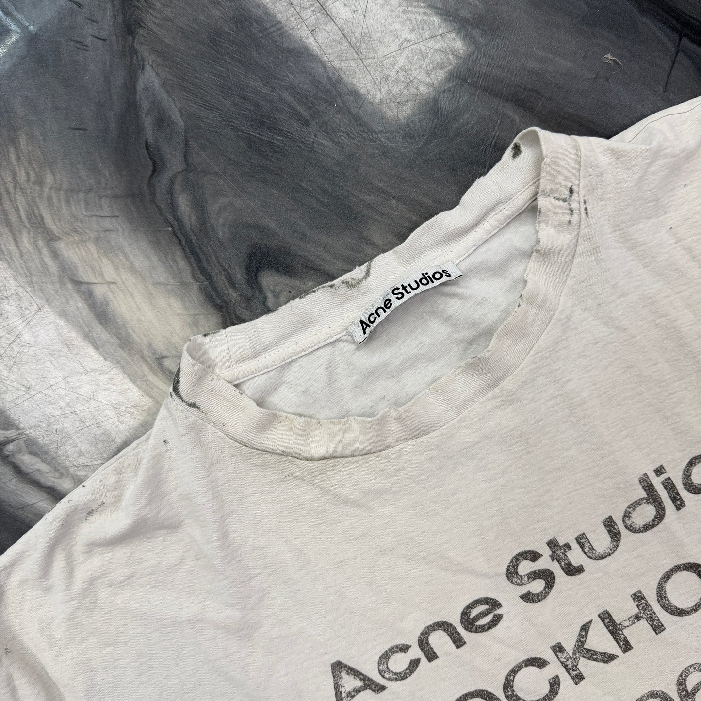 Acne Studios Logo 1996 Distressed Short Sleeve Tee White