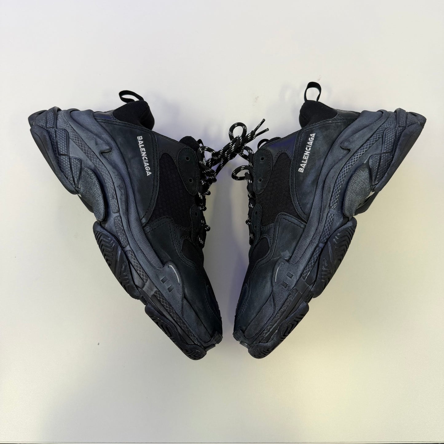 Balenciaga Triple S Black Distressed Sneaker (Used)(No Box)