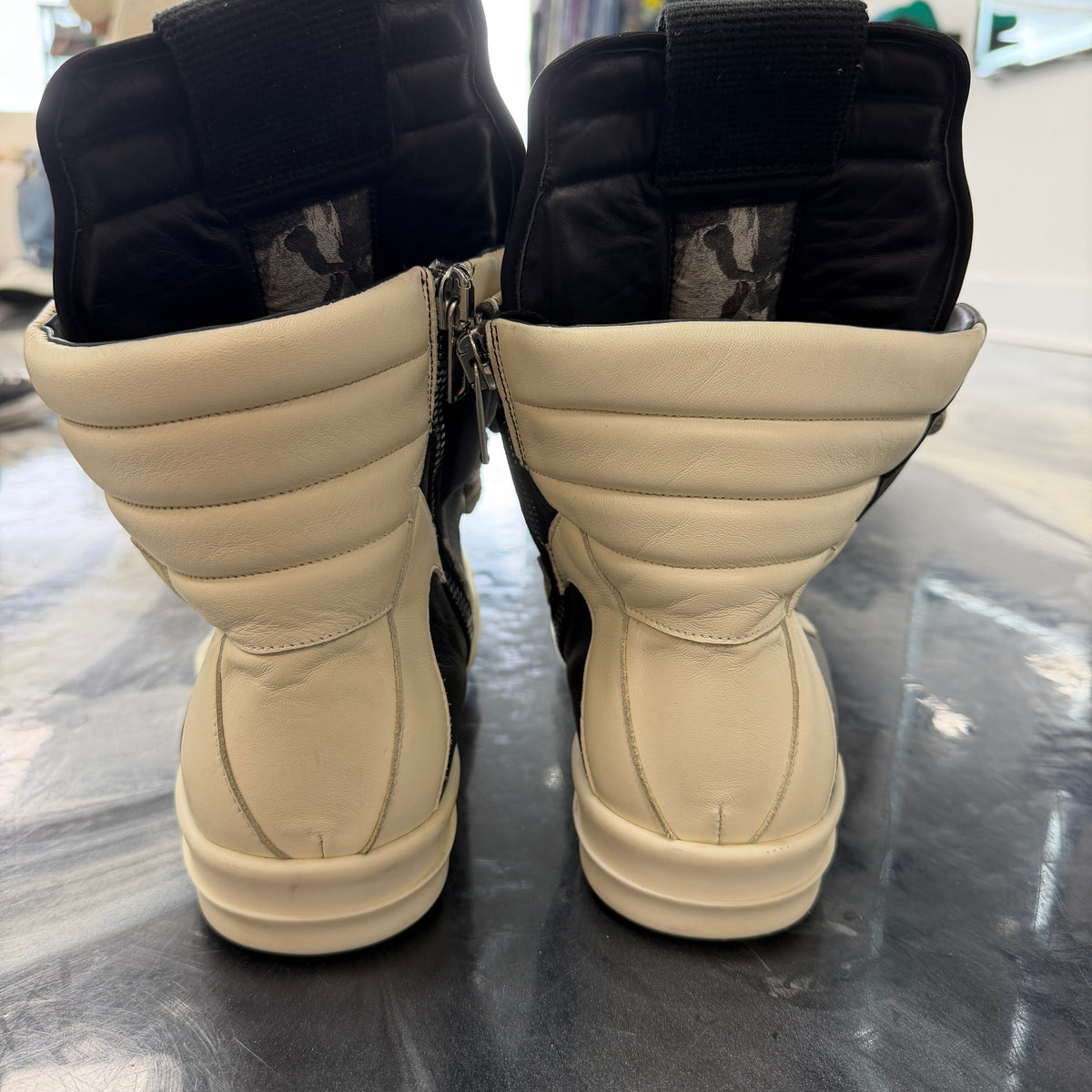 RICK OWENS Black Temple Jumbolace Geobasket Sneakers (Used)(No Box)