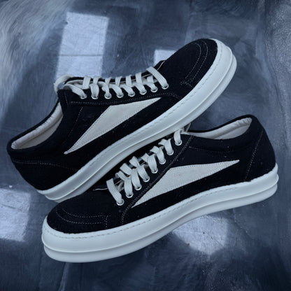 Rick Owens DRKSHDW Black Milk Brushed Cotton Vintage Low Sneakers (USED)