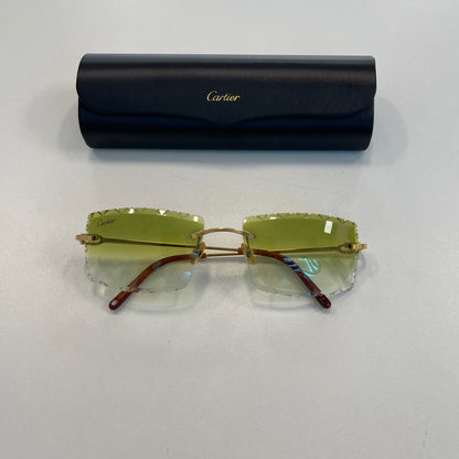 Cartier Green Diamond Cut Sunglasses