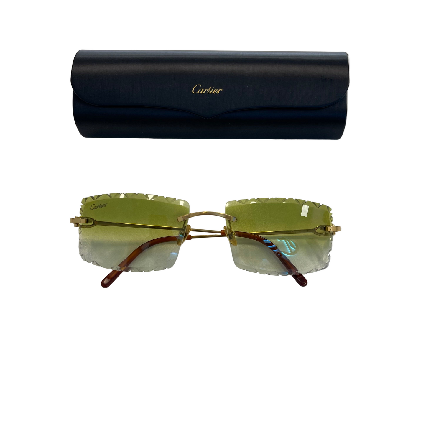 Cartier Green Diamond Cut Sunglasses