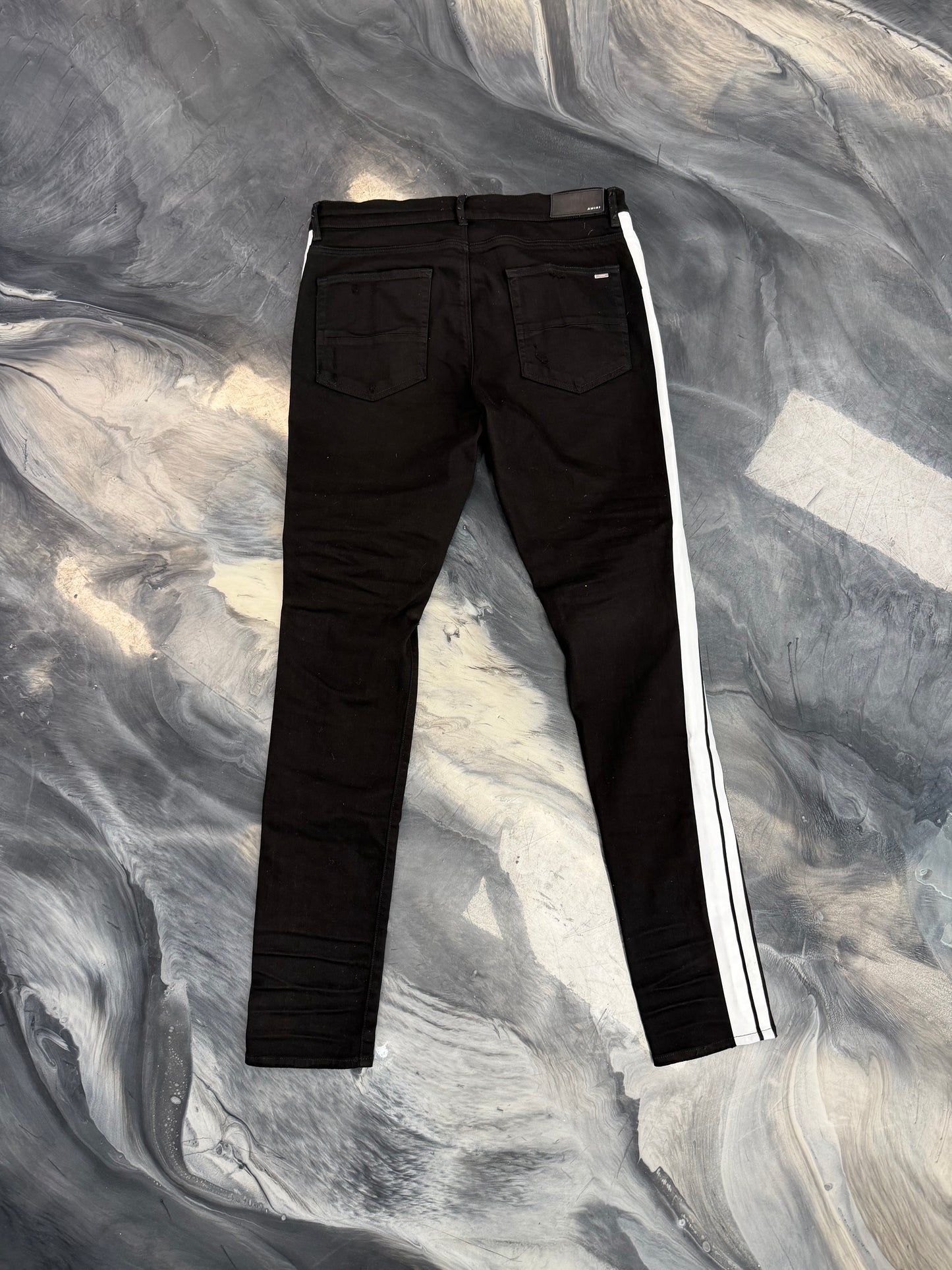 Amiri Black/White Striped denim