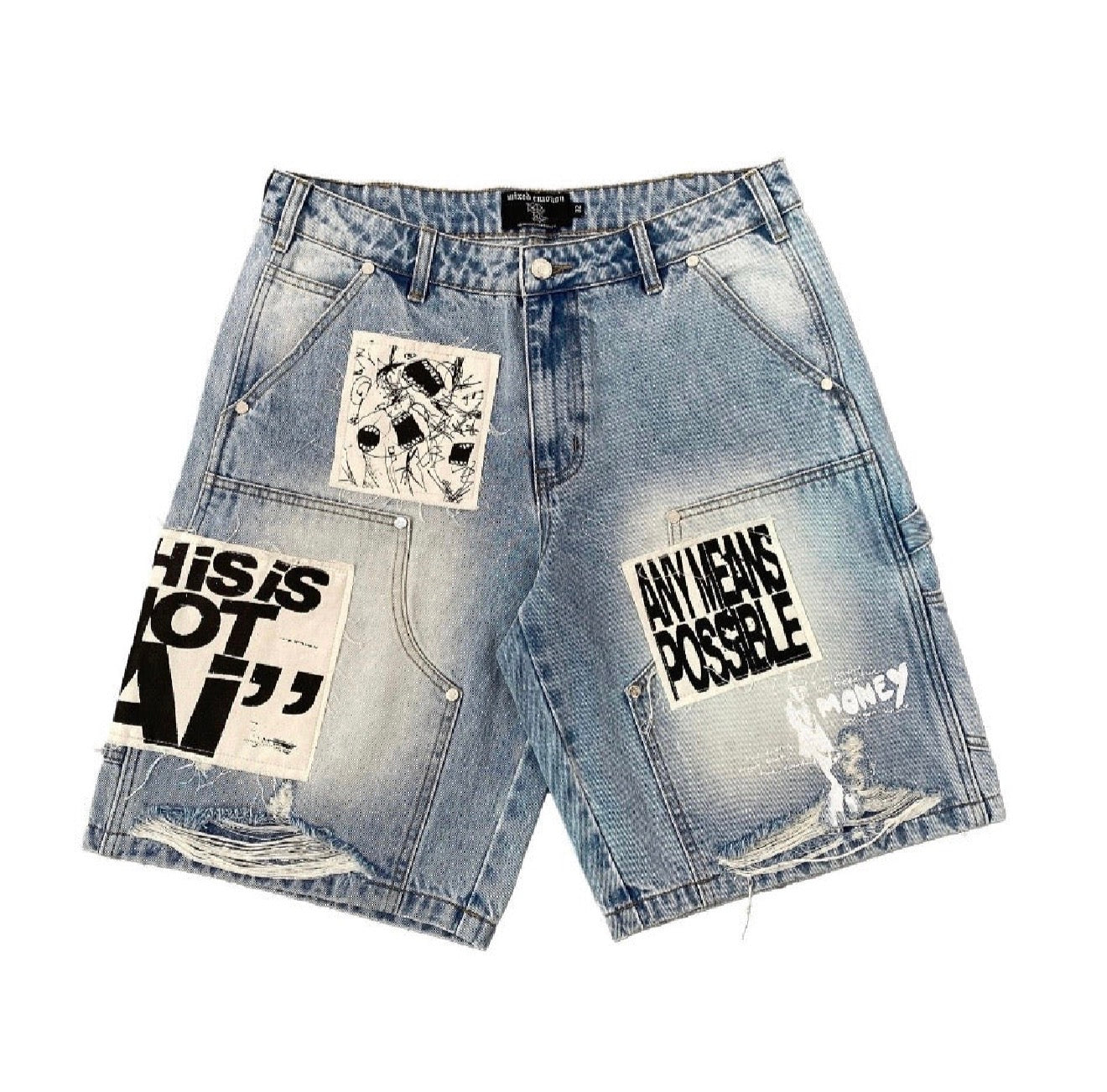 Mixed Emotion Blue AI Denim Shorts