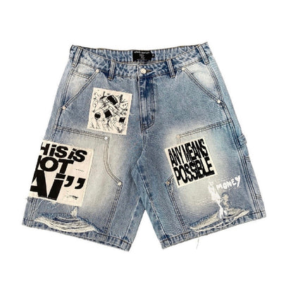 Mixed Emotion Blue AI Denim Shorts