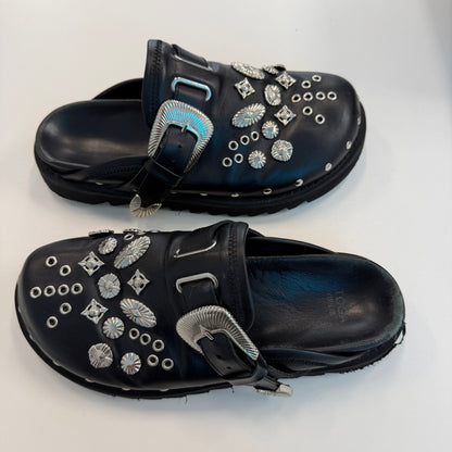 TOGA PULLA Black Eyelet Metal Sabot Slip-on Loafers (Used)(No Box)