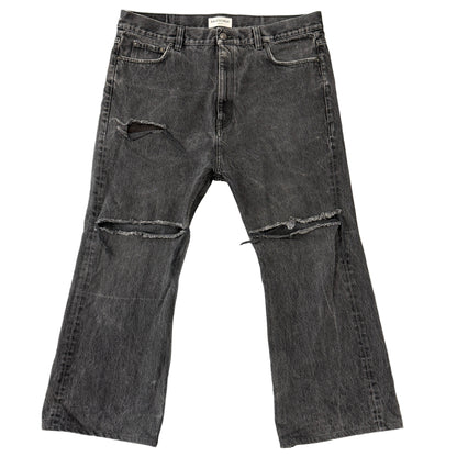 Balenciaga Black Distressed Flare Denim Jeans ￼