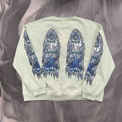 Who Decides War Green Iced Glass Crewneck Sweatshirt